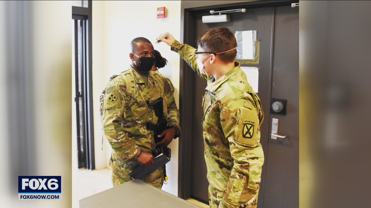 Soldiers help administer vaccine at Milwaukee FEMA clinic