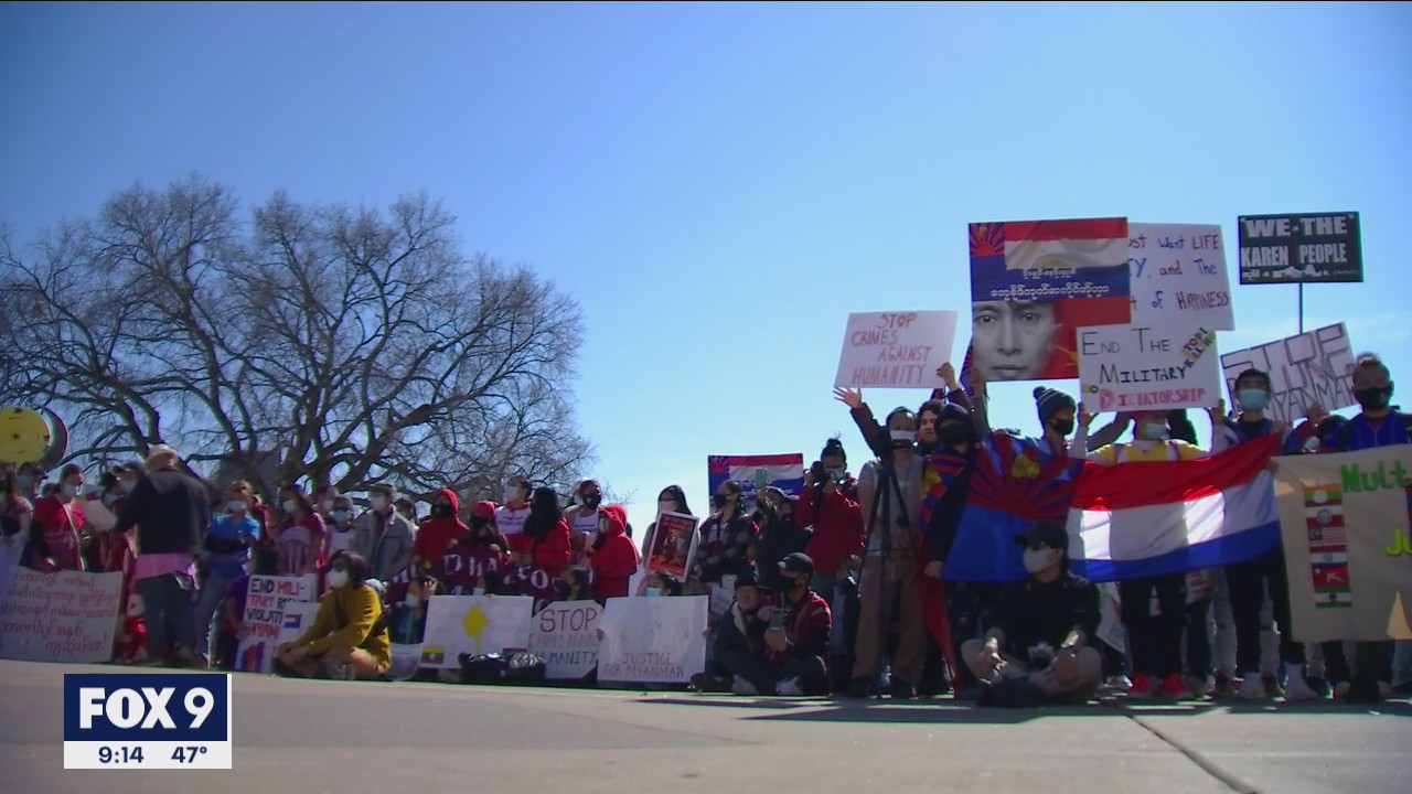 Teens march in St. Paul against military coup in Myanmar, call for U.S. intervention