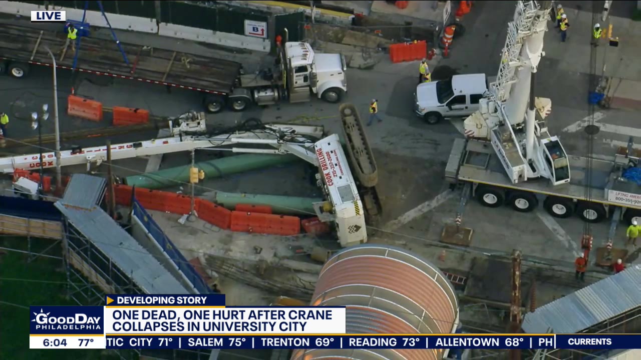 1 dead, 1 injured in crane collapse in University City