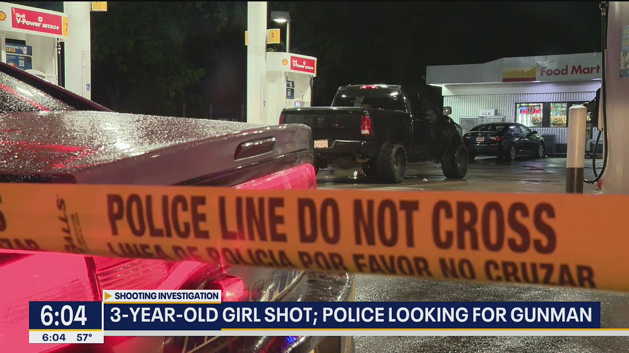 Toddler hospitalized after shootout at Dallas gas station