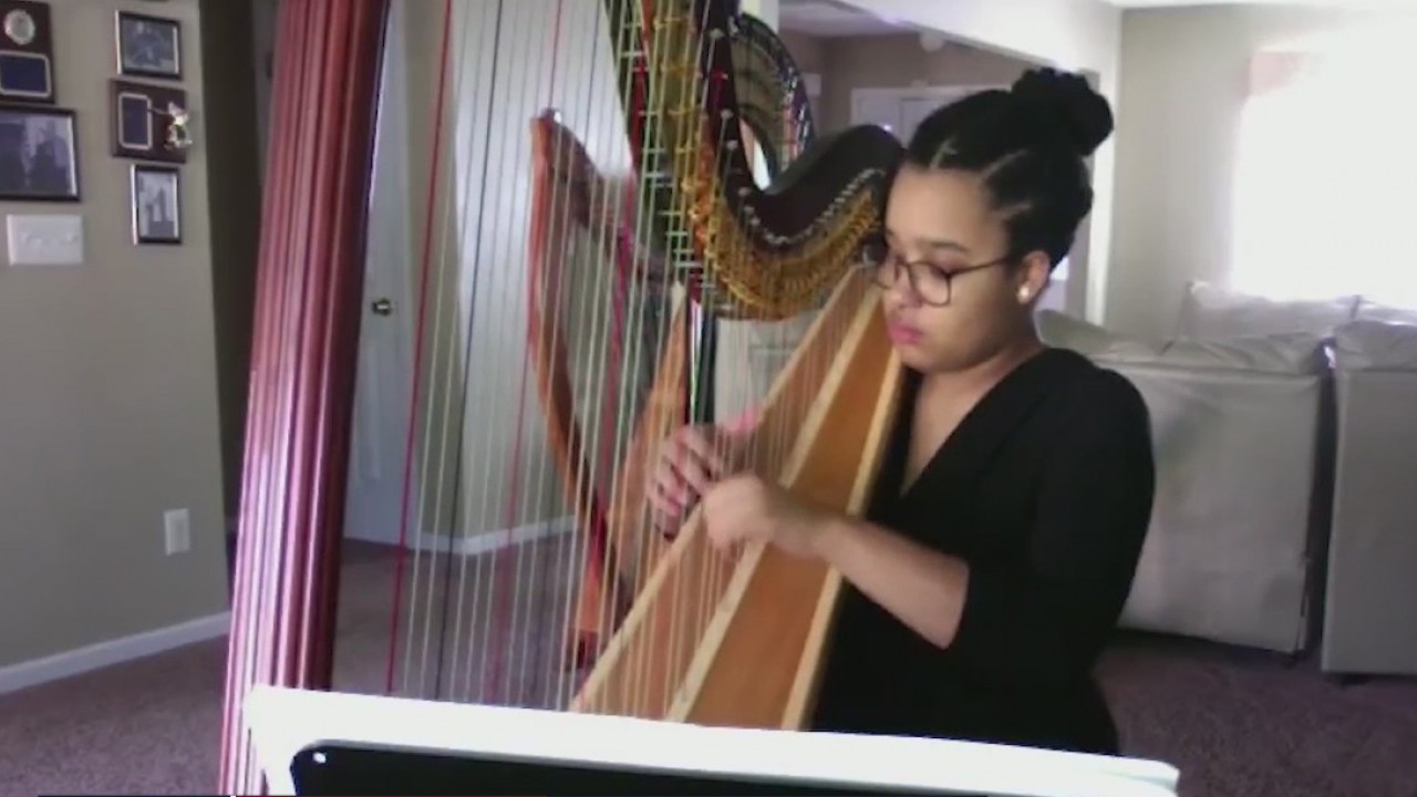 Teen harpist accepted into prestigious music school