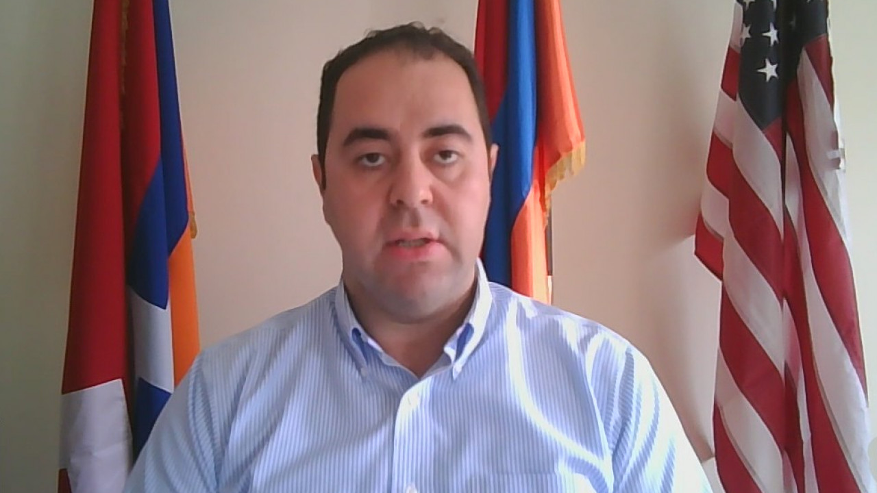 Local Armenian American Gabriyel Mamikonyan addresses rally in DC