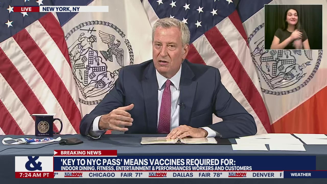 NYC mayor announces vaccine proof for many indoor settings | LiveNOW from FOX