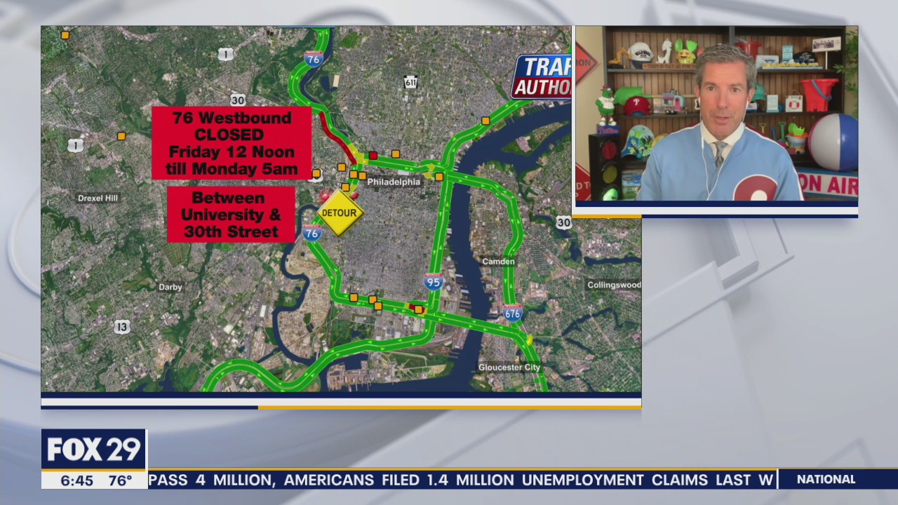 Westbound lanes of Schuylkill Expressway to close over the weekend for construction