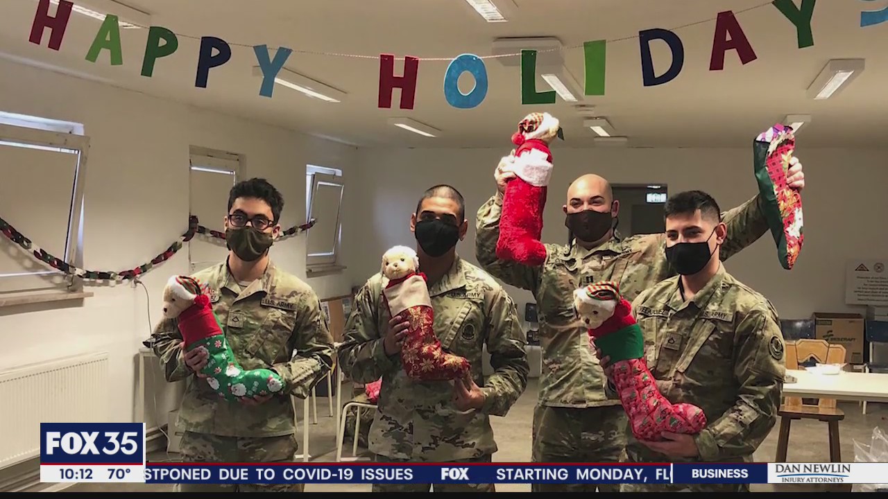 Overseas soldiers receive care packages for the holidays
