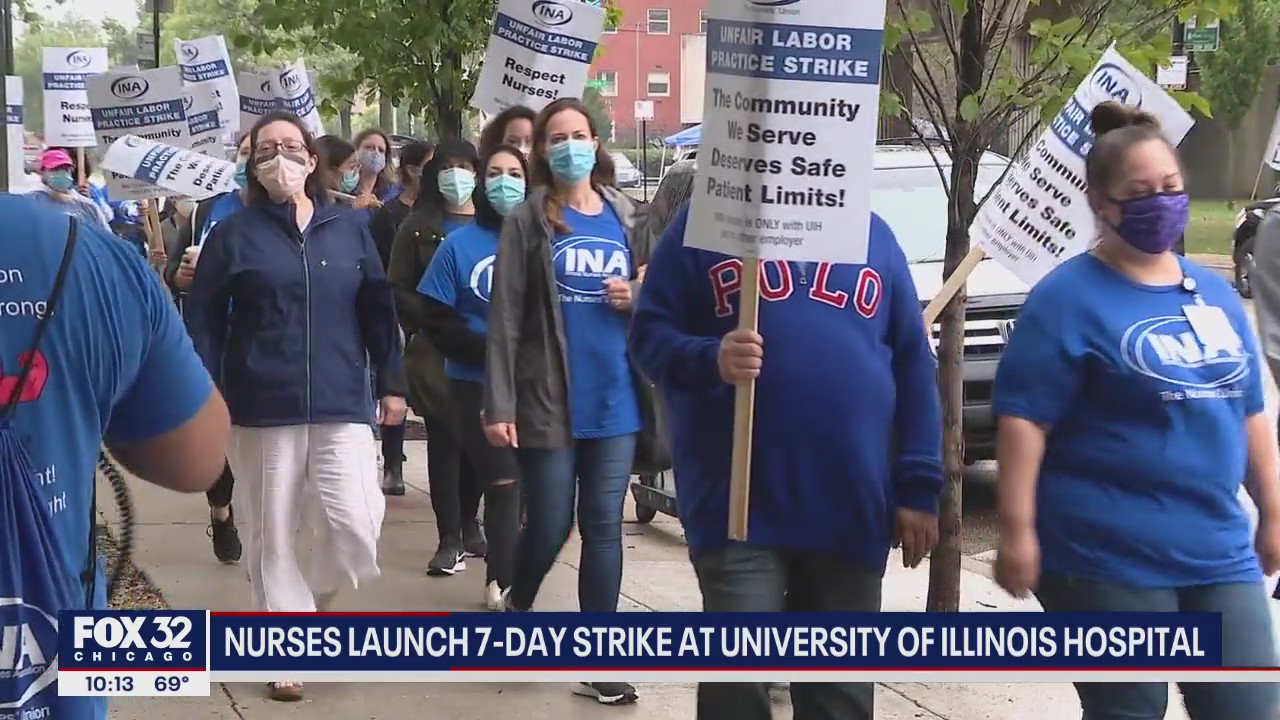Nurses launch 7-day strike at University of Illinois hospital