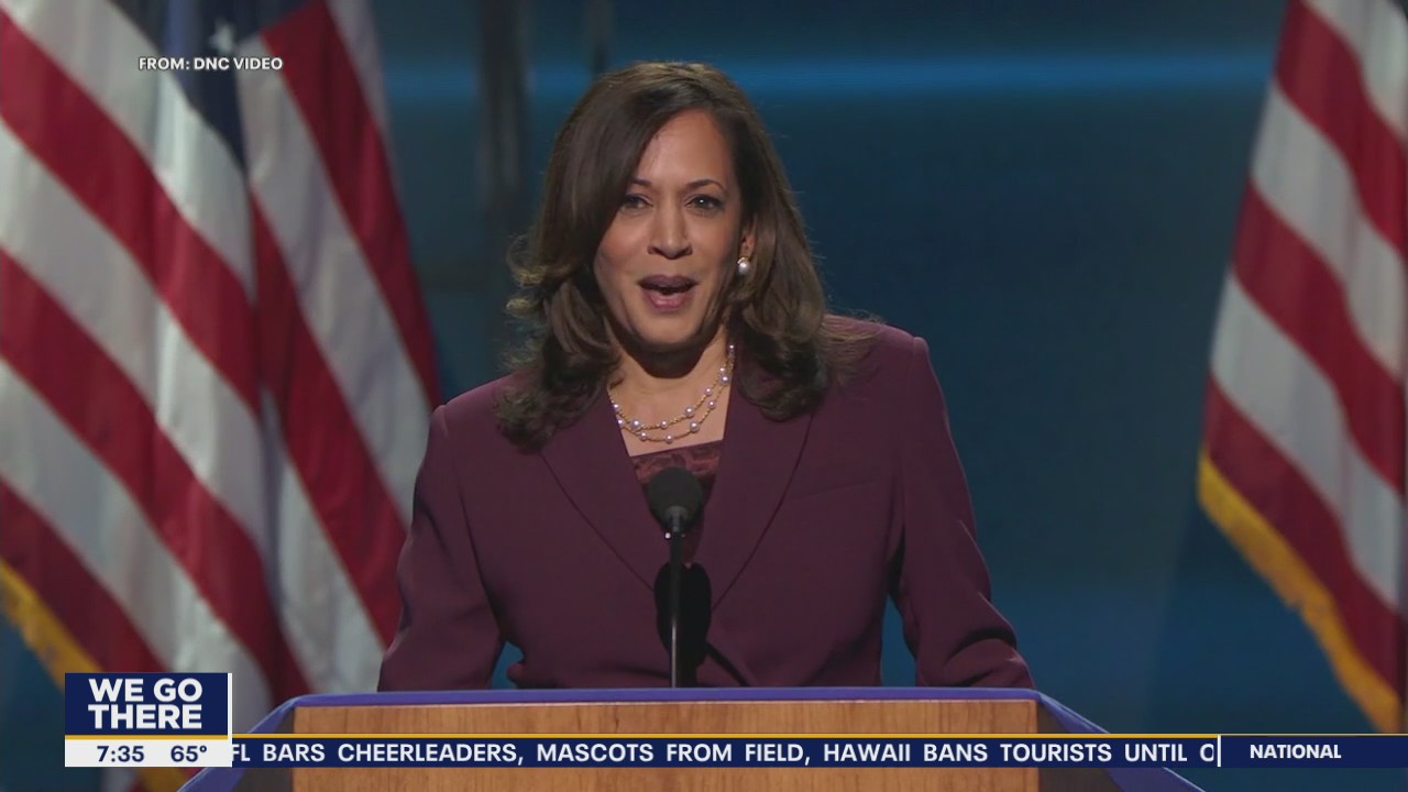 Kamala Harris becomes first woman of color to accept major party nomination for VP