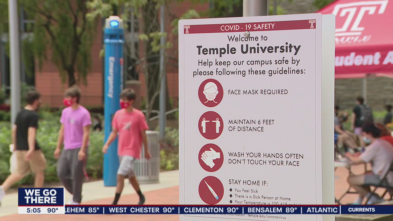Protest held at Temple University calling for all online learning