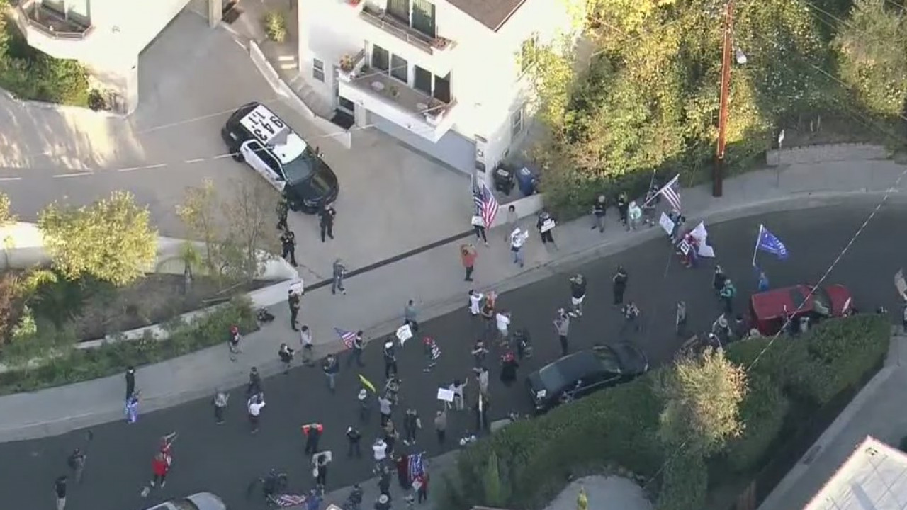 Protest held outside LA County health director's home