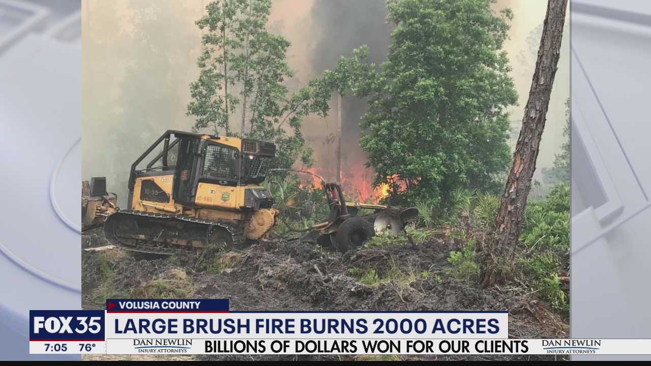 Firefighters working 1,000-acre fire near I-95 in Volusia County
