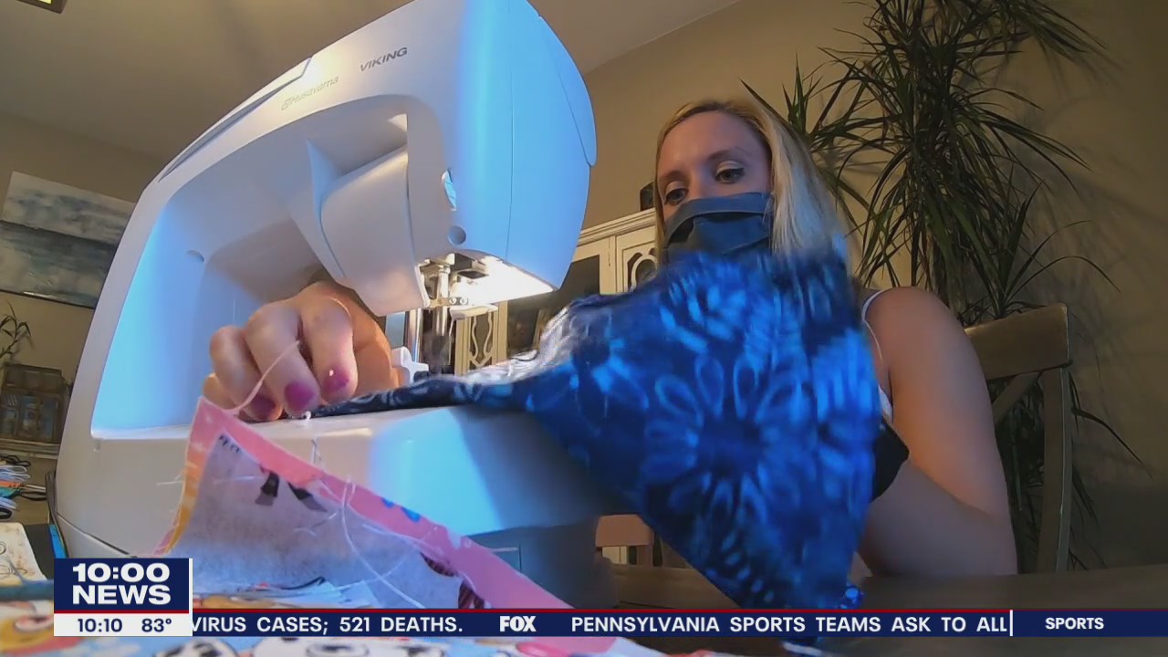 NJ woman creates business out of making masks for children