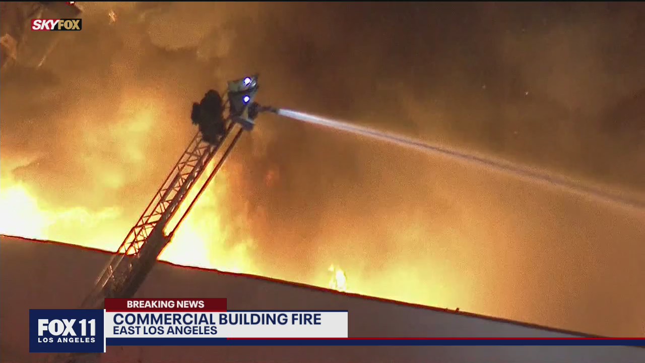 Commercial building fire in East LA