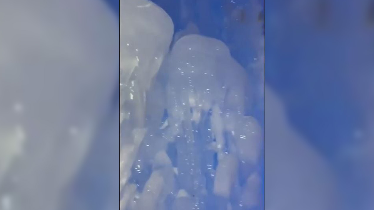 Beautiful ice castles glow in Dillion Colorado