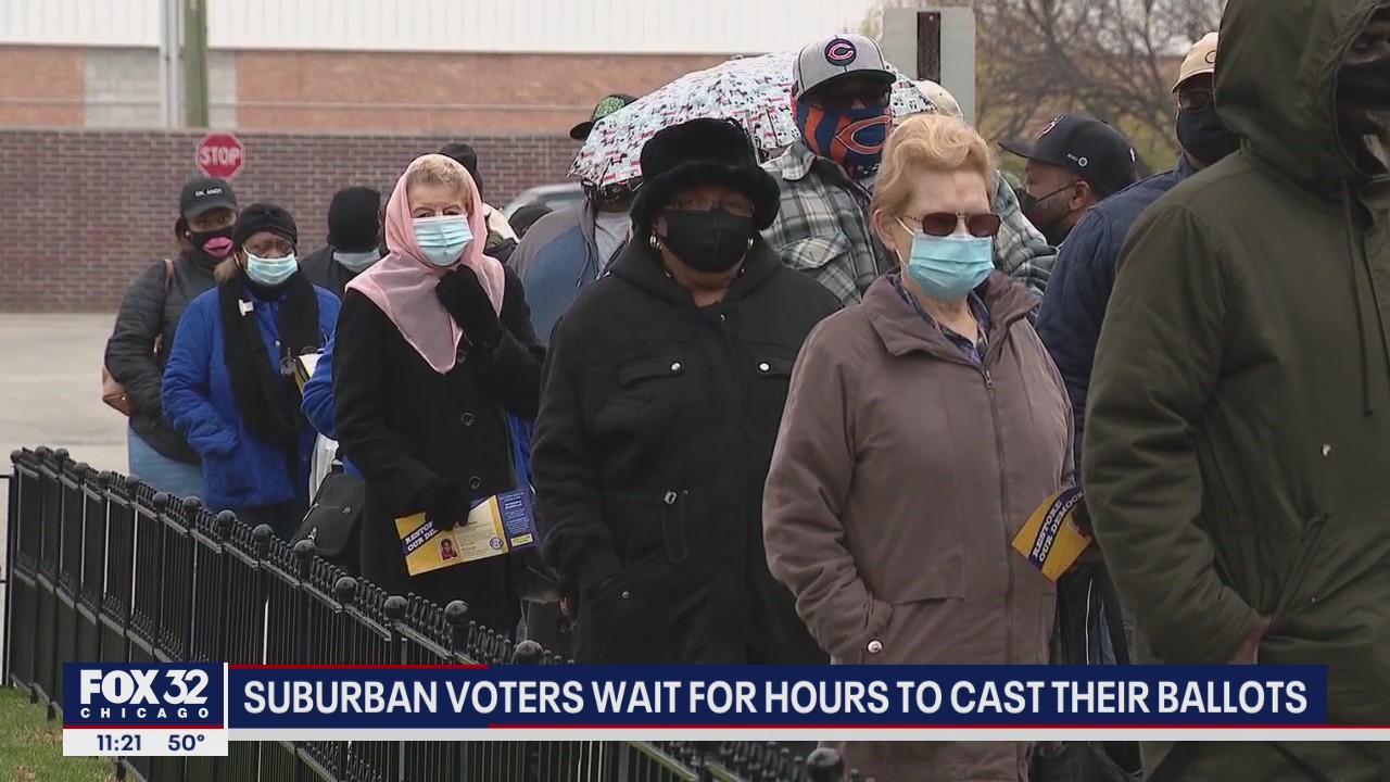 Suburban voters wait for hours to cast their ballots
