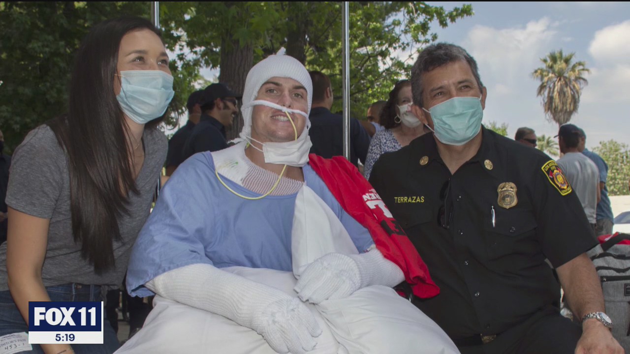 Injured firefighters meet with nurses, doctors after recovering from massive DTLA blaze