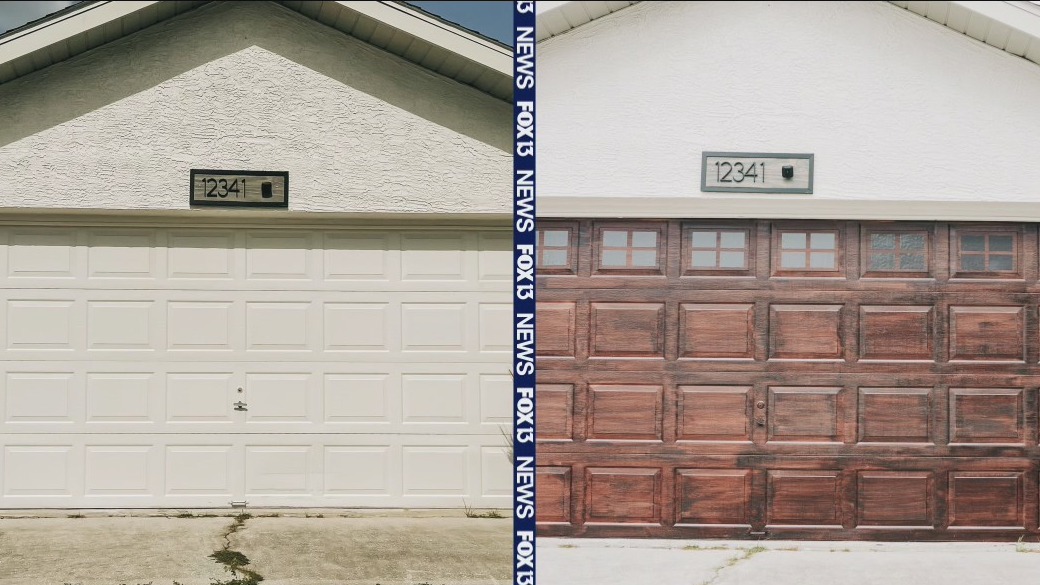 DIY faux-wood garage door makeover