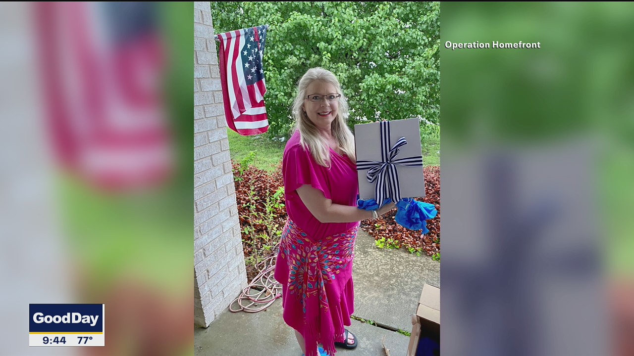 Group delivering care boxes to military caregivers