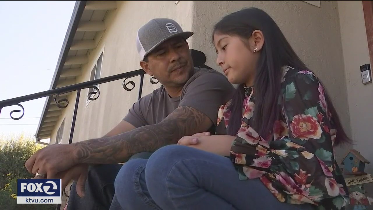 Daddy's little girl: Emotional reunion with 10-year-old and firefighting father