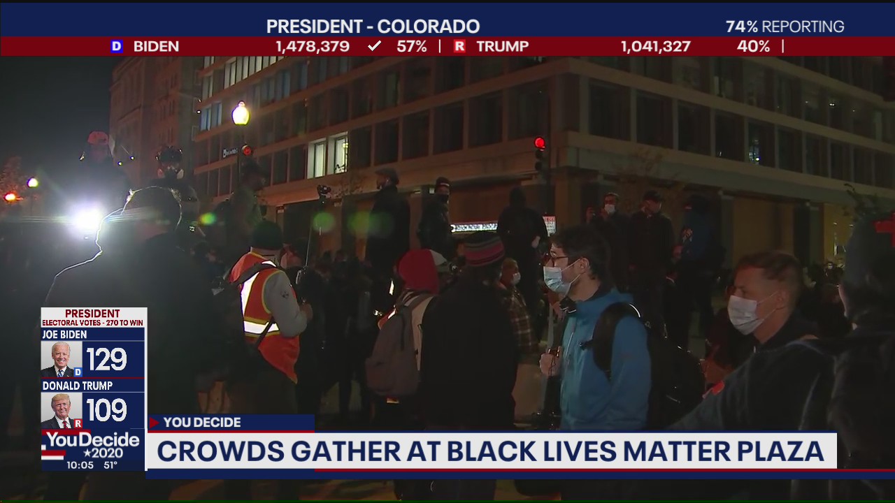 Crowds gather at Black Lives Matter Plaza