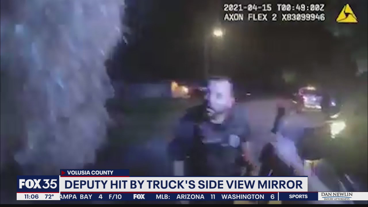 Volusia deputy clipped by truck during traffic stop