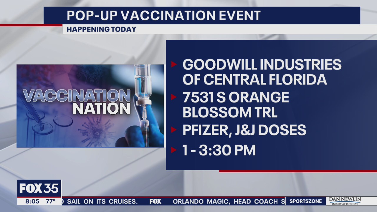Vaccination event being held at Orlando Goodwill on Monday