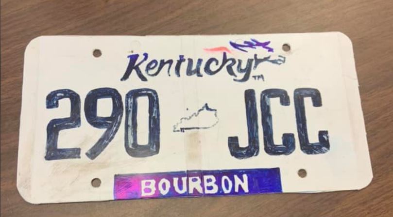 Driver pulled over after police spot drawn-on license plate
