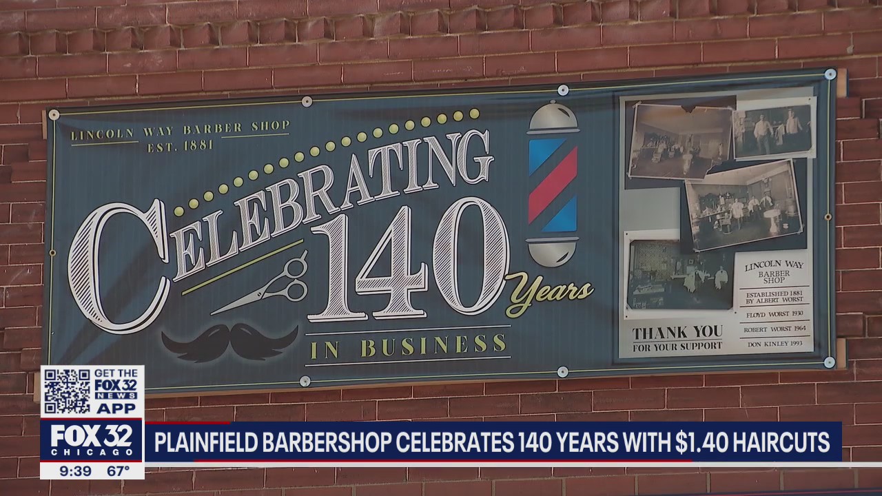 Barbershop in Plainfield, Illinois celebrating 140th anniversary with $1.40 haircuts