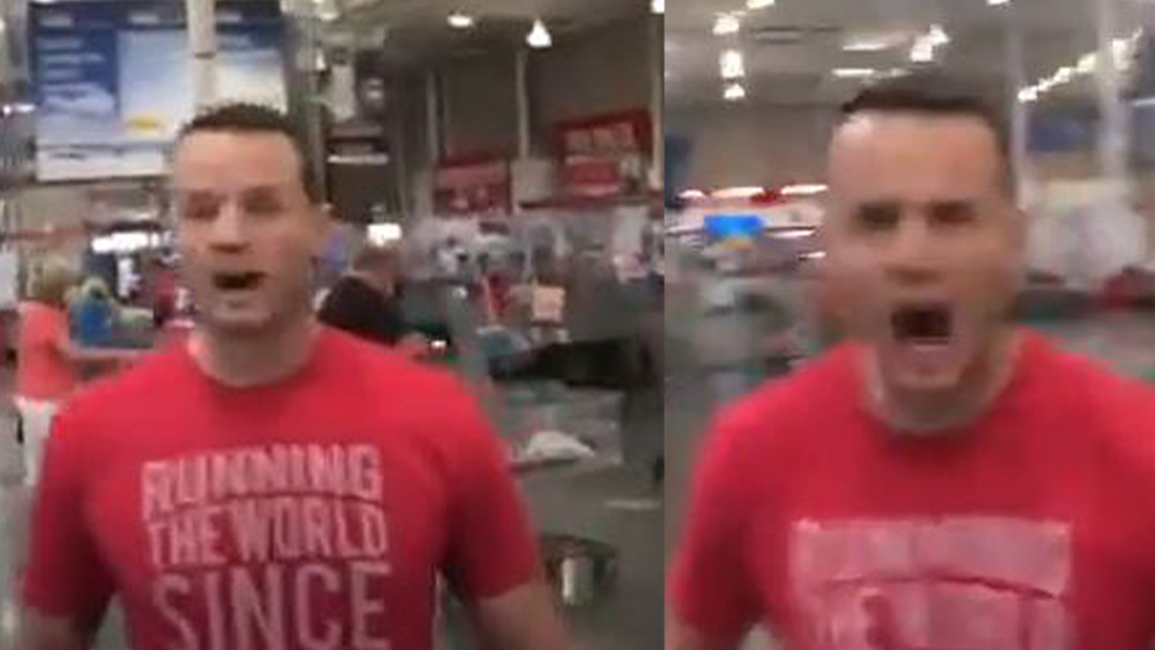 Costco screams and walks aggressively towards person filming after being confronted for not wearing a face mask