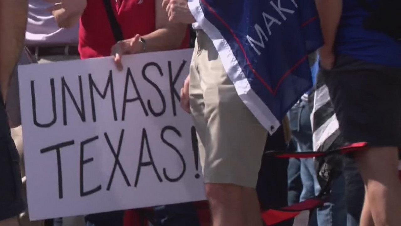 Rally held outside governor's mansion to protest mask mandate