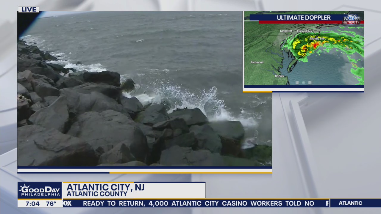 Shore towns begin to feel effects of Tropical Storm Fay