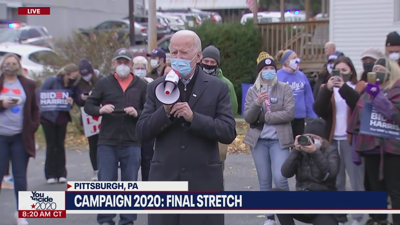 Joe Biden speaks to supporters on morning of Election Day