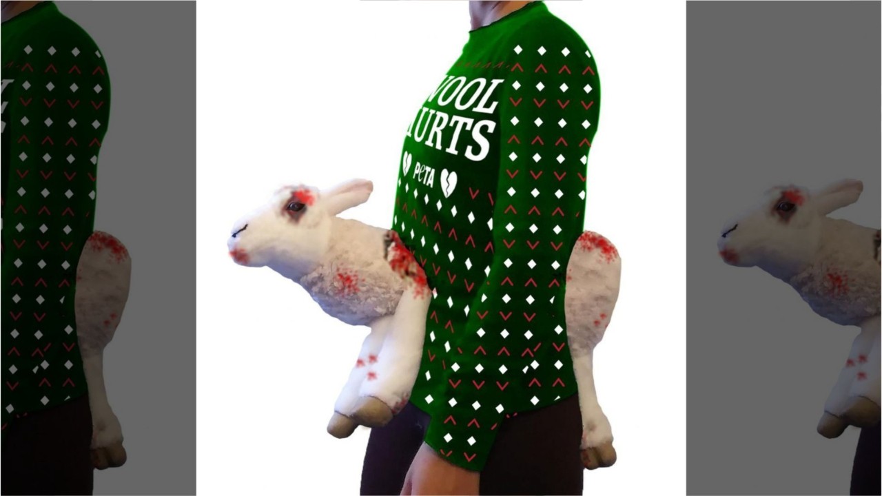 PETA releasing 'Wool Hurts' Christmas sweater with 3D 'bruised and bloodied' plush sheep