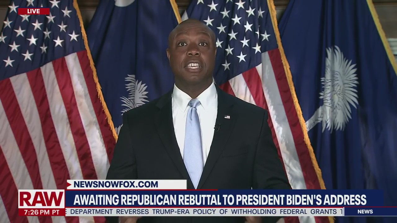 ‘We are not adversaries’: Sen. Tim Scott offers GOP rebuttal to Biden’s 1st address to Congress