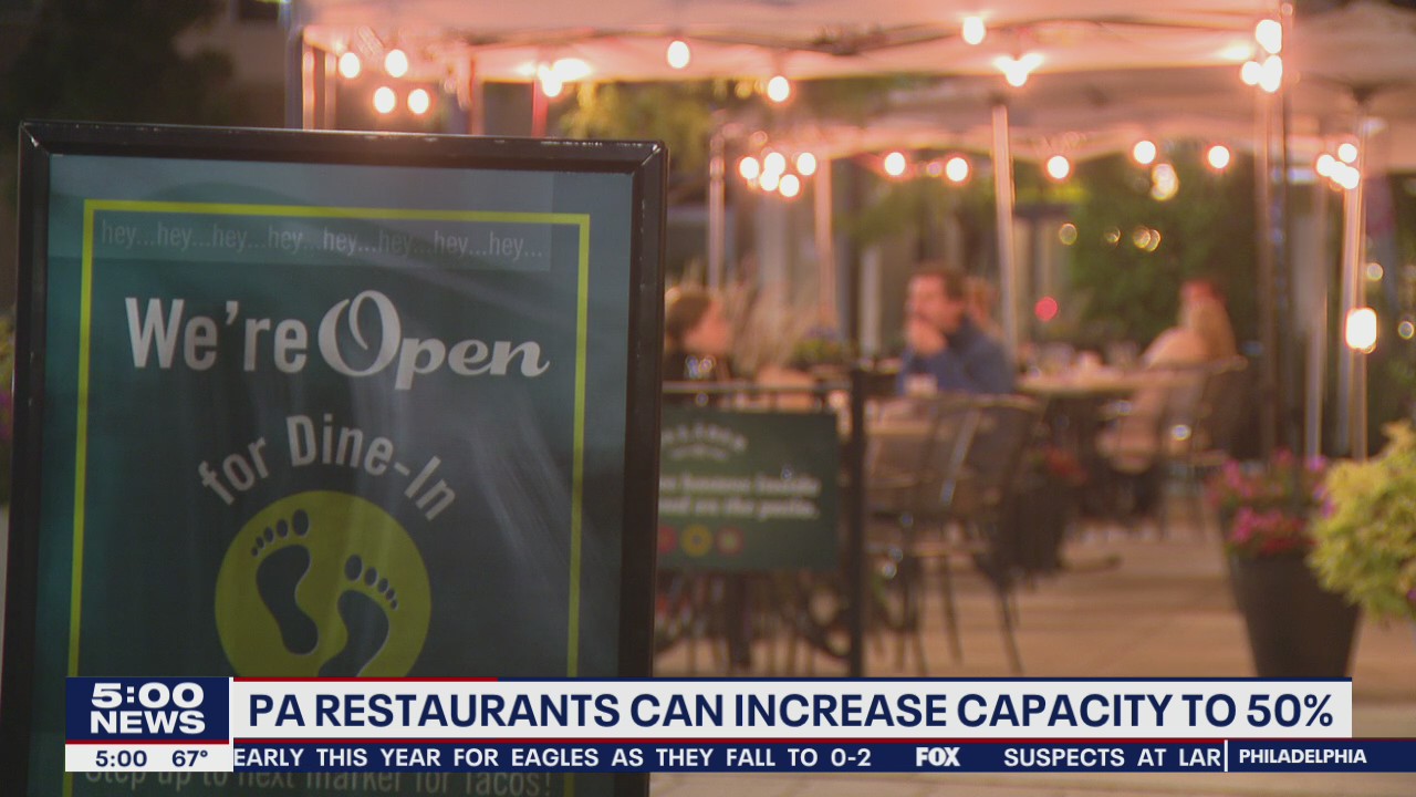 Pennsylvania restaurants can expand to 50% occupancy starting Monday