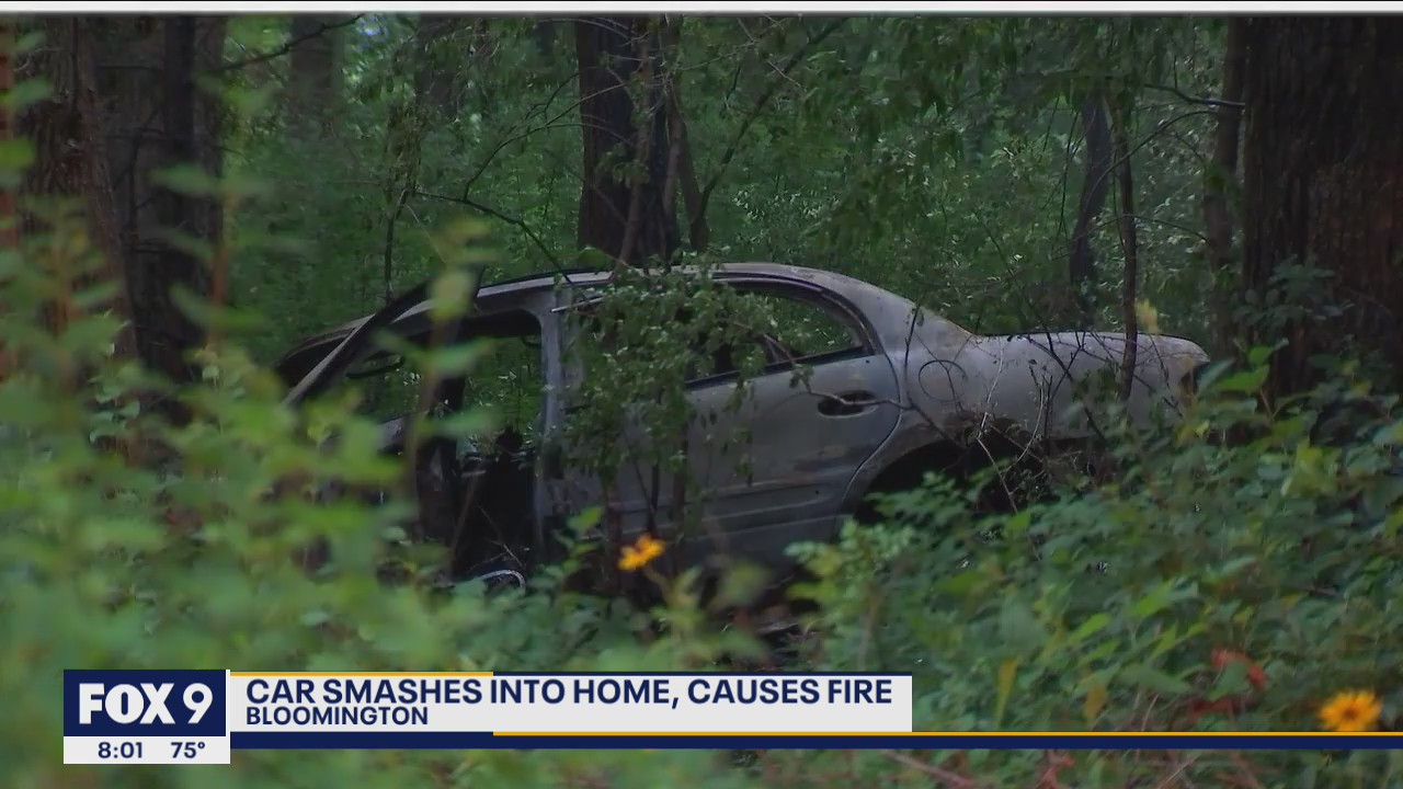 Car crashes into vacant Bloomington home, causes fire
