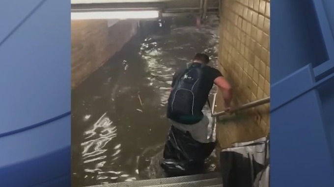 Flooded subway stations