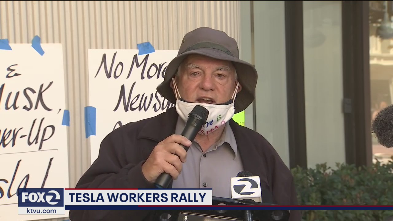 Tesla workers rally for safety and protections during COVID-19 pandemic