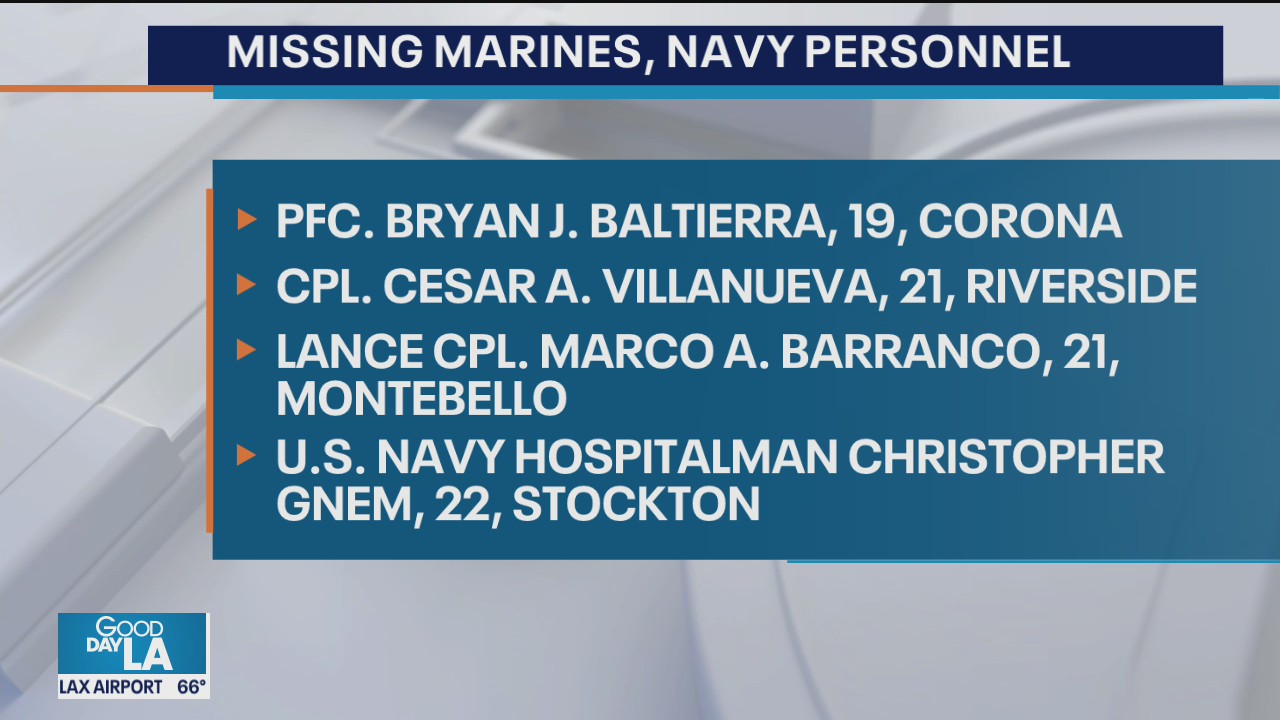 Marines release identities of 9 service members killed in training accident off California coast