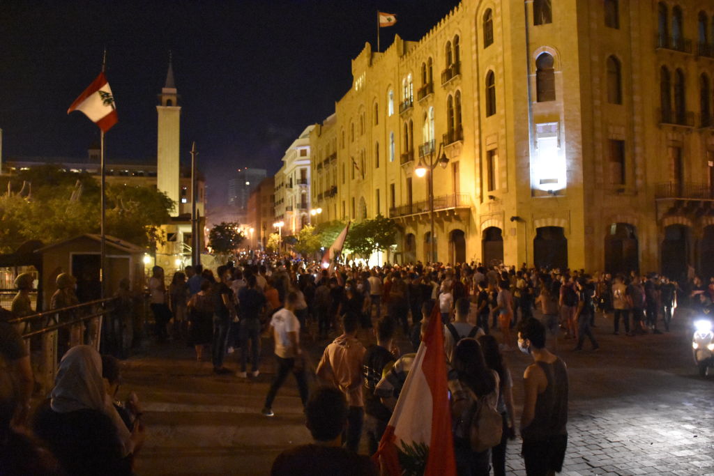 Protesters rallied near the Lebanese Parliament building in Beirut