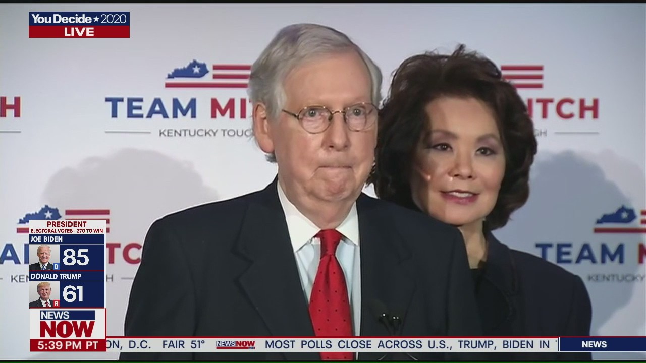 Mitch McConnell gives remarks winning Kentucky Senate race