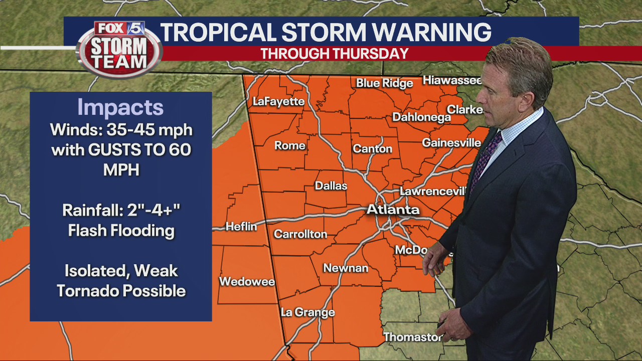 Tropical Storm Warning for North Georgia
