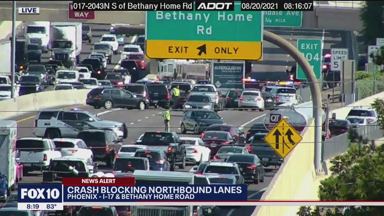 Northbound I-17 closed in North Phoenix due to crash