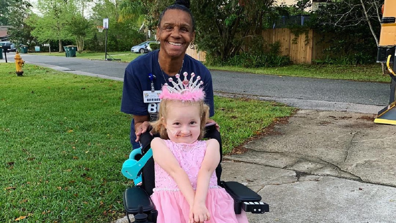 Bus driver gives girl with neuromuscular disorder birthday surprise fit for princess