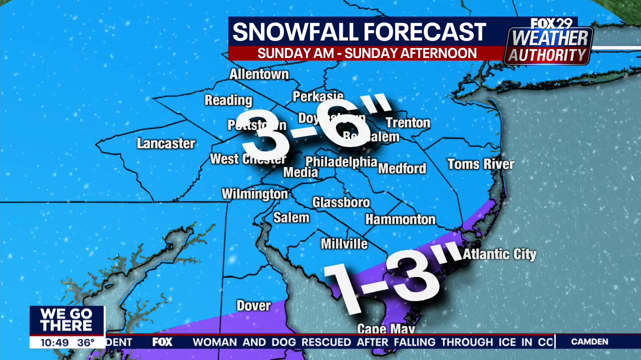 Weather Authority: Snow on Sunday could bring up to 6 inches
