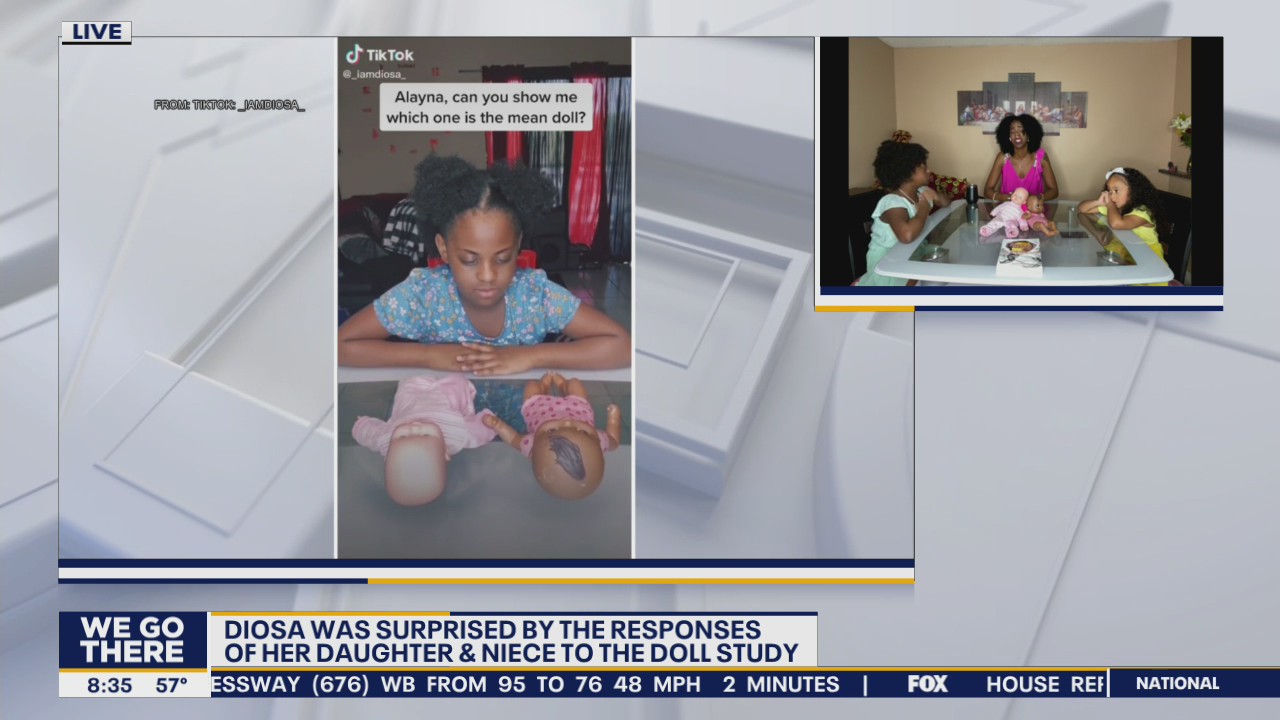 Motivational speaker conducts doll study with her daughter and niece