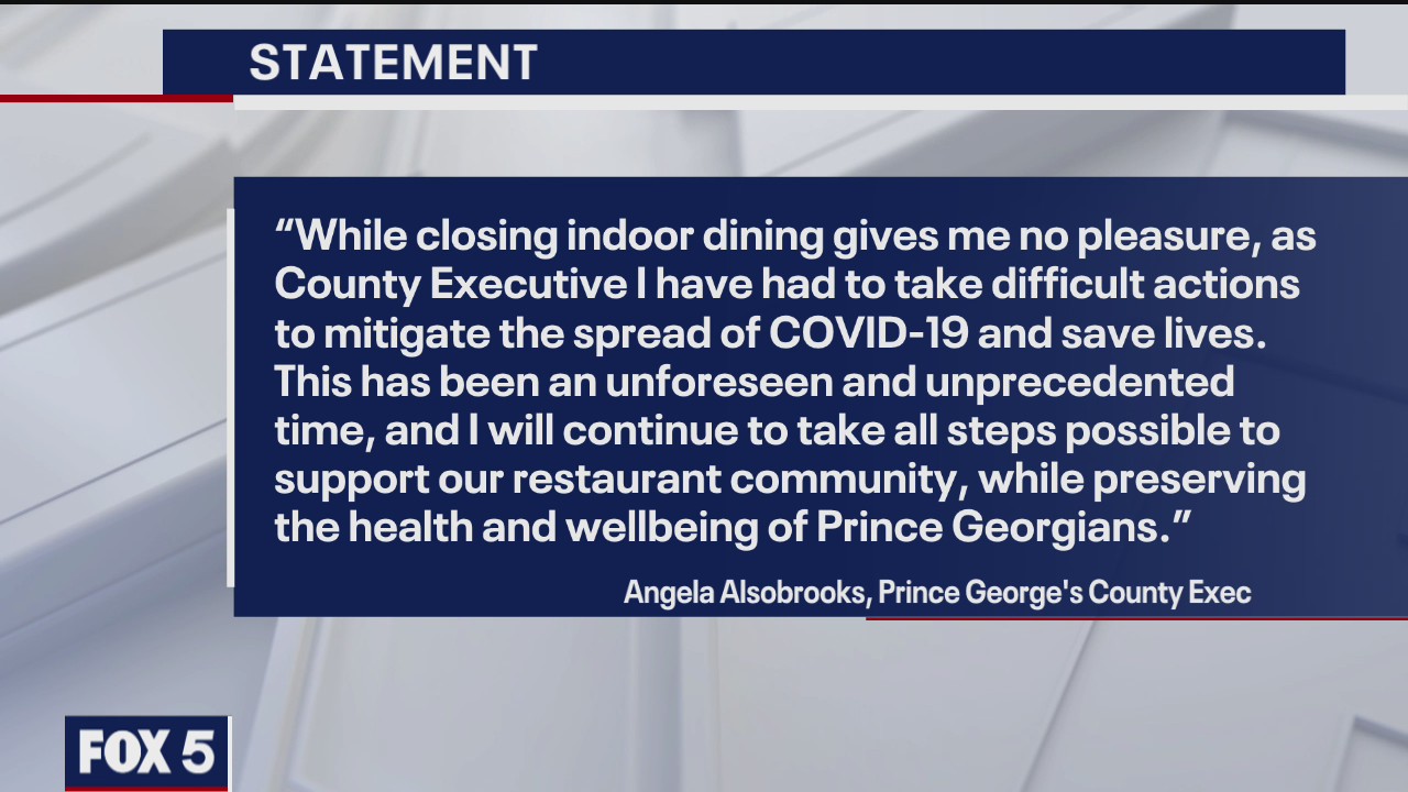 Judge upholds Prince George's County indoor dining ban