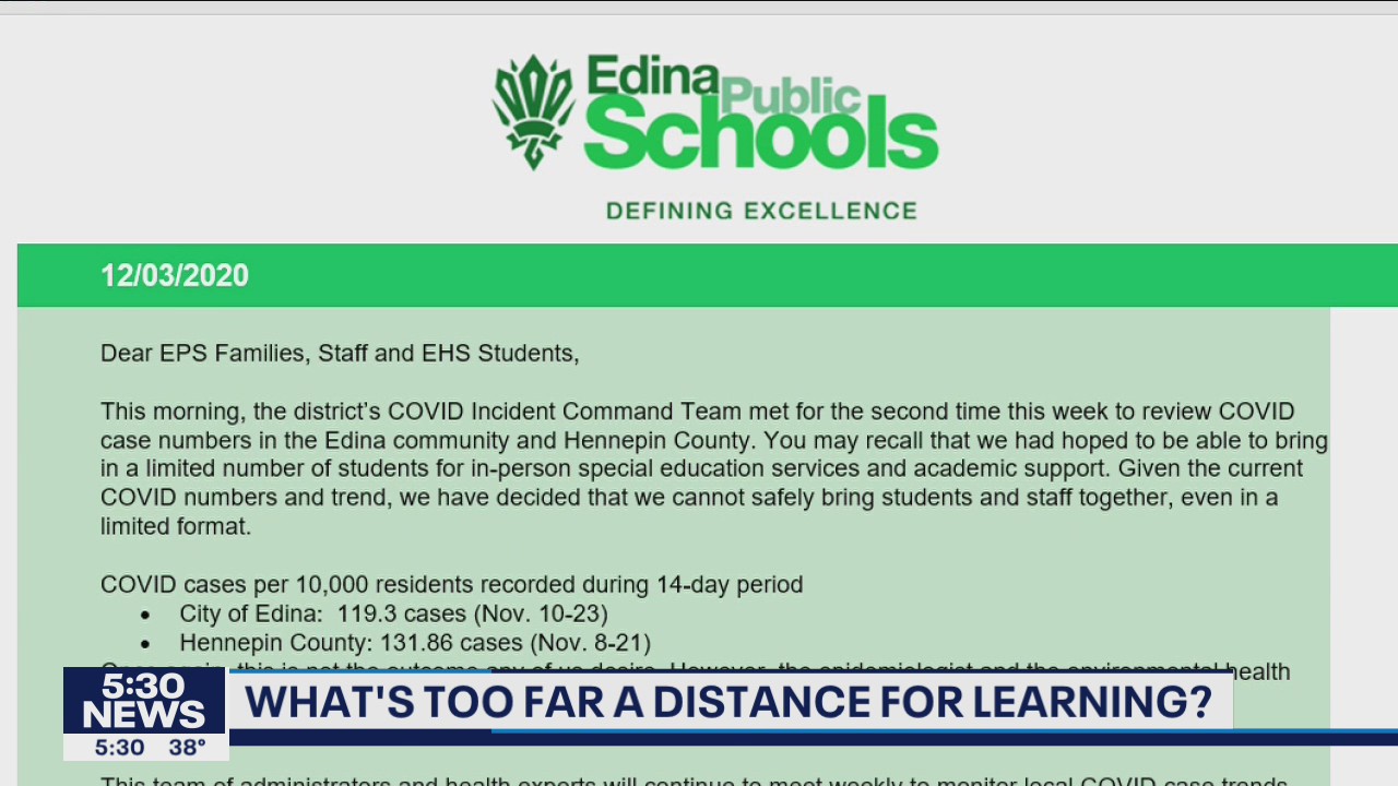 Edina Public Schools letter warns of disenrollment for distance learning out of district
