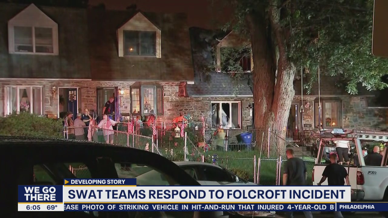 SWAT teams respond to incident involving man on roof in Folcroft