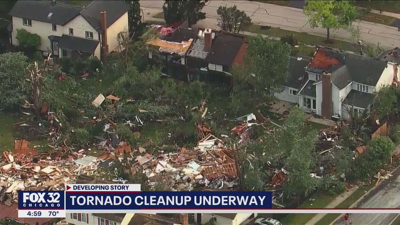 Cleanup underway after tornado strikes Chicago suburbs