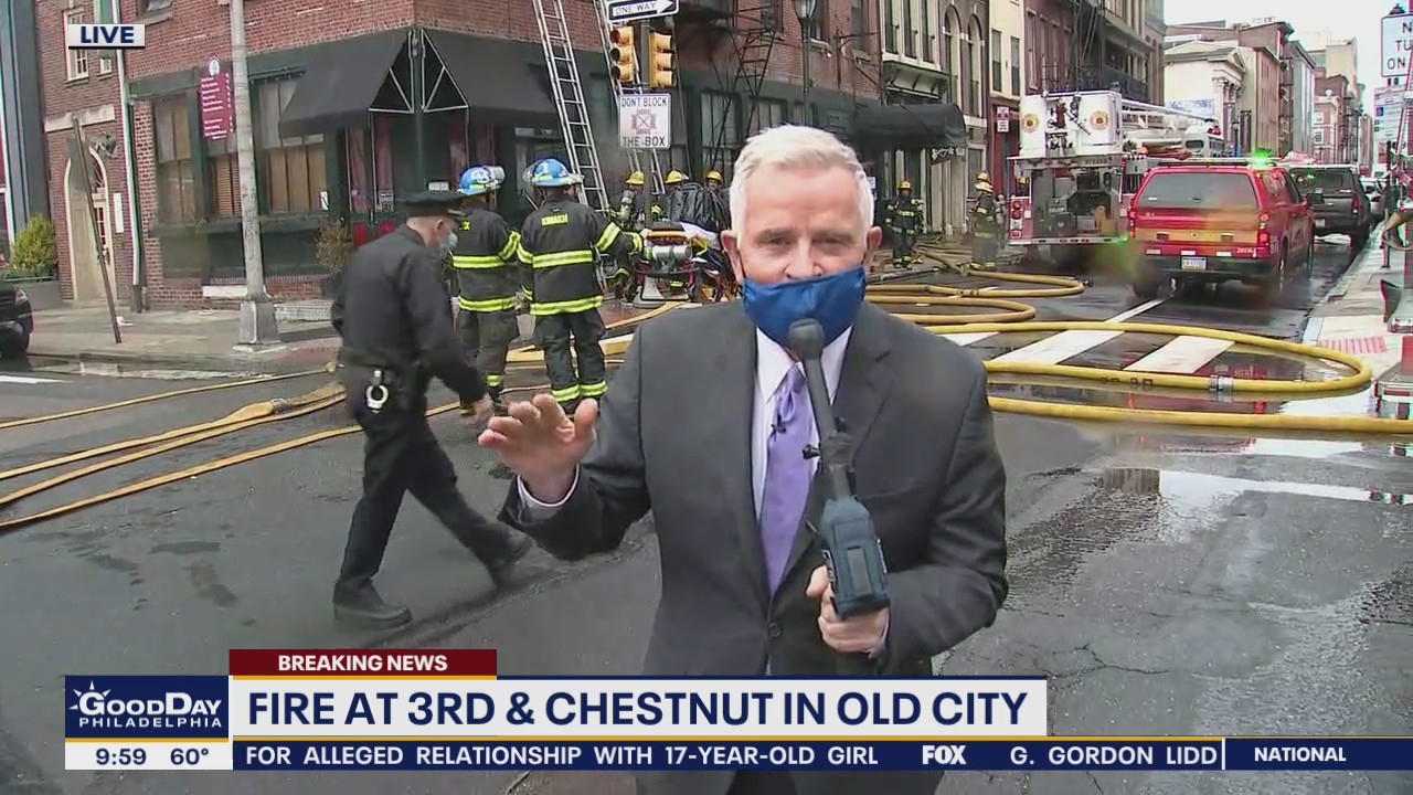 Fire at 3rd & Chestnut Streets in Old City